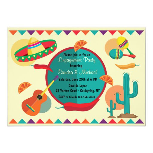 Mexican Engagement Party Ideas
 Mexican Theme Engagement Party Invitation