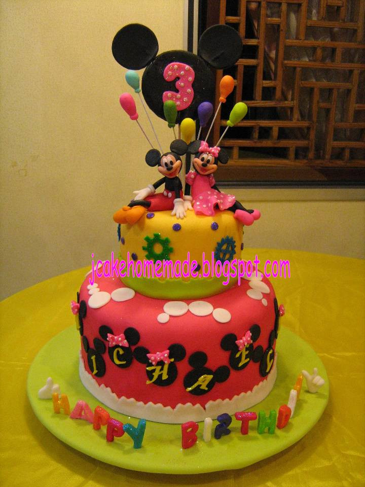 Mickey And Minnie Birthday Cake
 Jcakehomemade Mickey Mouse and Minnie Mouse birthday cake