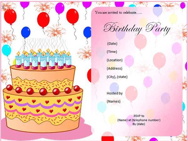 Microsoft Word Birthday Invitation Template
 Birthday Invitation Templates Microsoft Word Templates