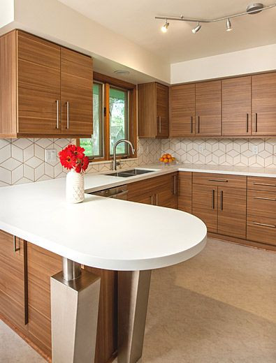 Mid Century Modern Kitchen Backsplash
 Mid century modern kitchen design with a unique geometric