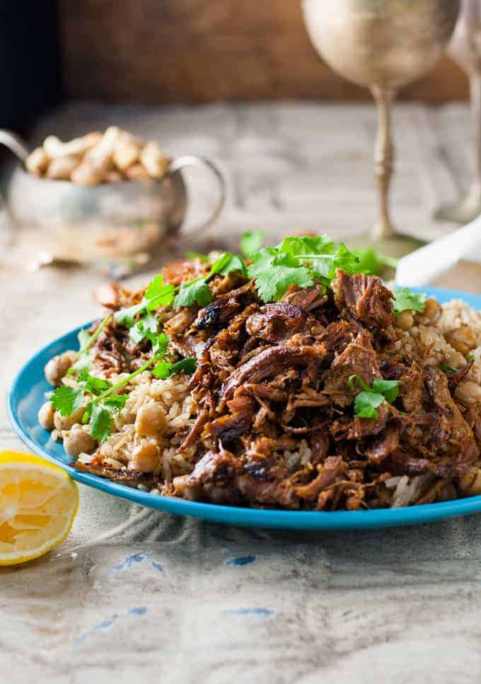 Middle Eastern Recipes Easy
 Middle Eastern Shredded Lamb with Chickpea Pilaf Rice