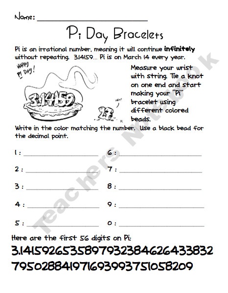 Middle School Pi Day Activities
 Pi Day Bracelets