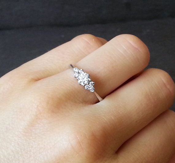 Minimalist Wedding Rings
 0 45ct Skinny Thin Diamond Engagement Ring Knife Edge