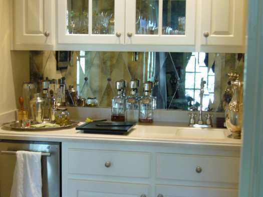 Mirrored Kitchen Backsplashes
 I Can’t Resist… this Antiqued Mirror Tile Backsplash