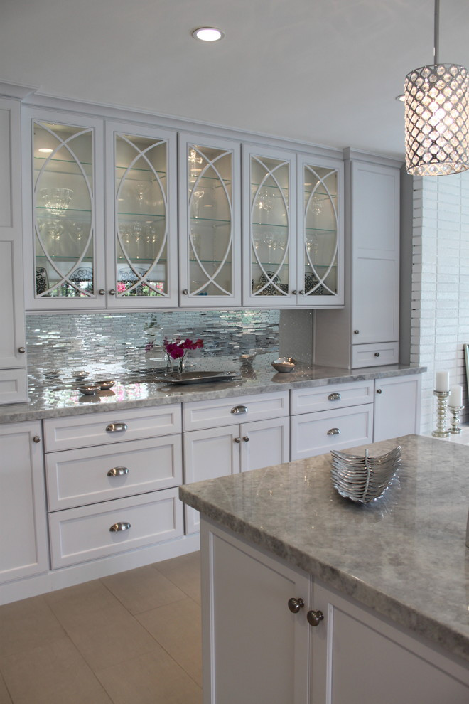 Mirrored Kitchen Backsplashes
 mirrored tiles backsplash kitchen white kim kardashian