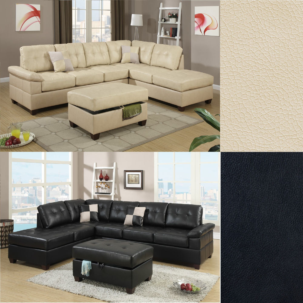 Modern Living Room Couch
 2 Pcs Sectional Sofa Couch Bonded Leather Modern Living