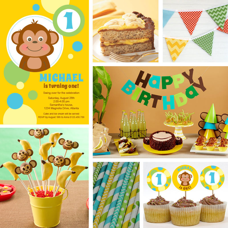 Monkey Birthday Decorations
 Monkey Party Inspiration Board