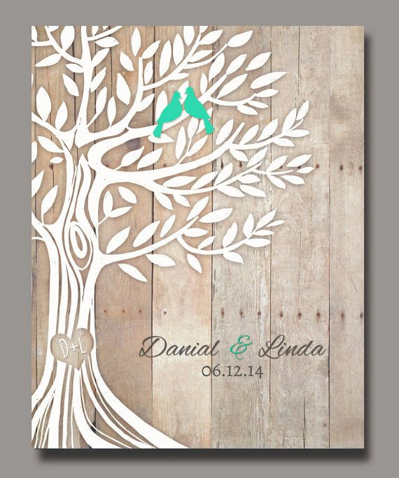 Monogrammed Wedding Gifts
 Personalized Wedding Gift Love Birds in Tree Newly Weds