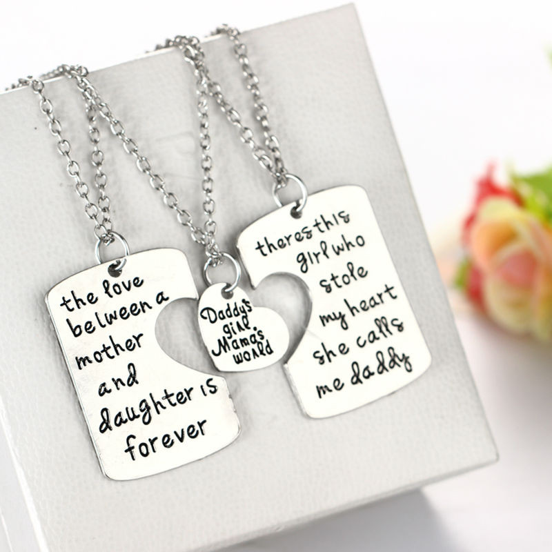 Mother Day Gift Ideas From Daughter
 3pc set Dad Daughter Mother Pendant Necklace Best Gift