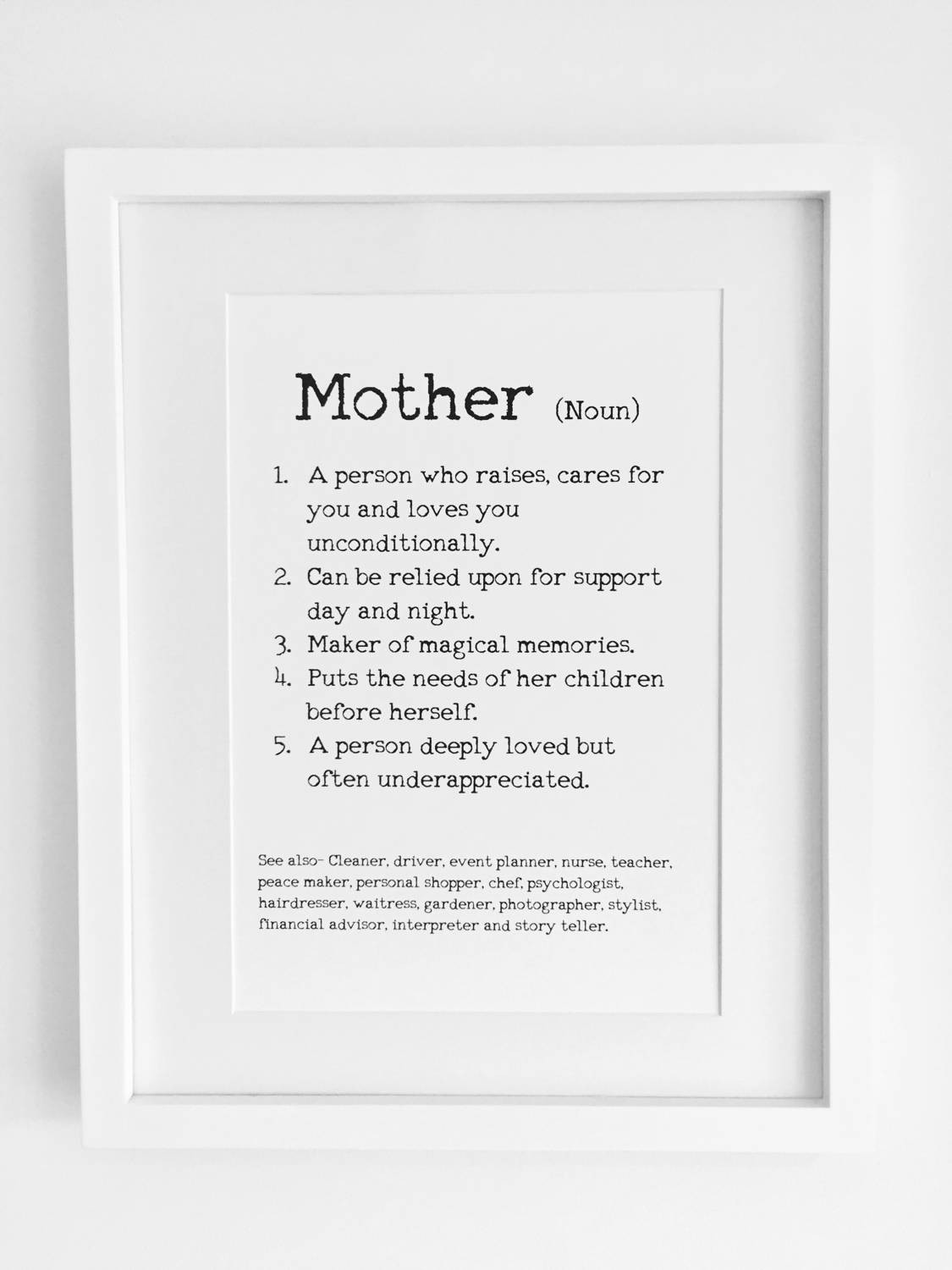 Mother Definition Quote
 Mothers Day Present Mother of The Bride Gift Foster