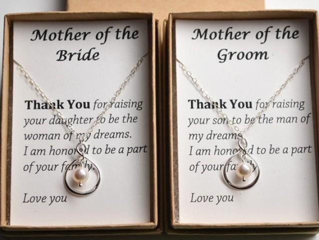 Mother In Law Gift Ideas For Wedding
 Set of 2 Mother of the bride and groom t cards necklace
