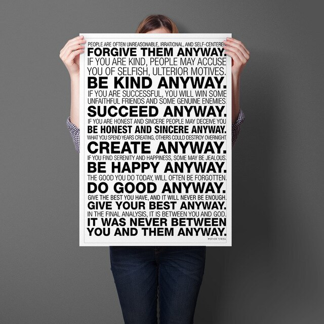 Mother Teresa Quote Be Kind Anyway
 Forgive Them Anyway Mother Teresa Anyway Quotes Canvas