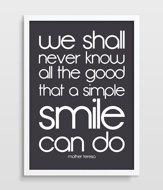 Mother Teresa Quotes Smile
 Typography Print Mother Teresa Happiness Poster Smile