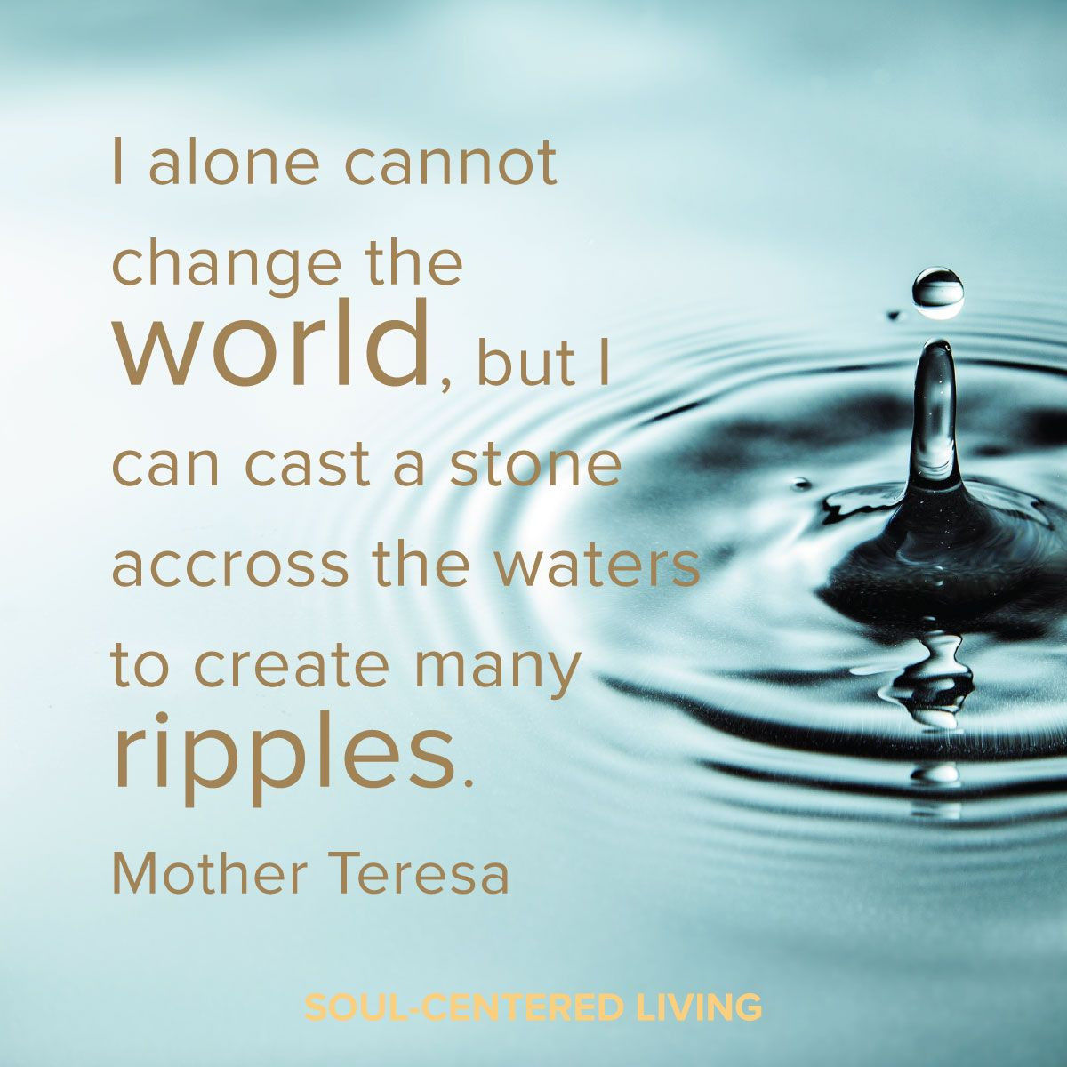 Mother Teresa Ripple Quote
 "I alone cannot change the world but I can cast a stone