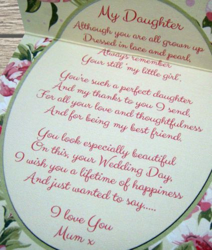 Mother To Daughter Wedding Gift Ideas
 MOTHER OF THE BRIDE GIFT FOR DAUGHTER Sentiments Gift Card