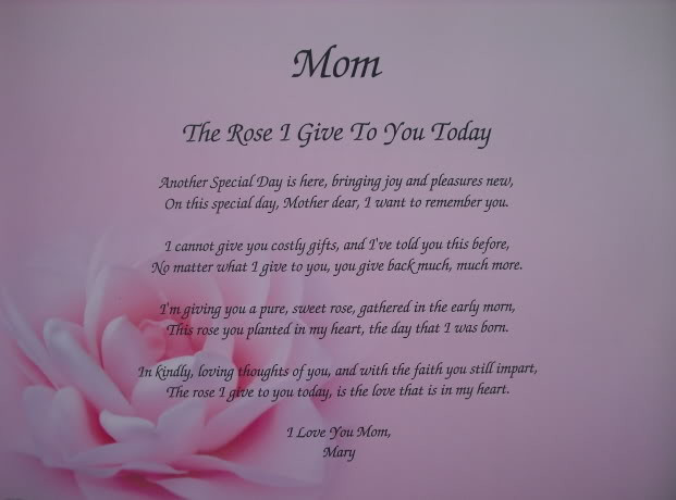 Mother'S Day Card Quotes
 MOM POEM THE PERFECT PERSONALIZED GIFT FOR BIRTHDAY