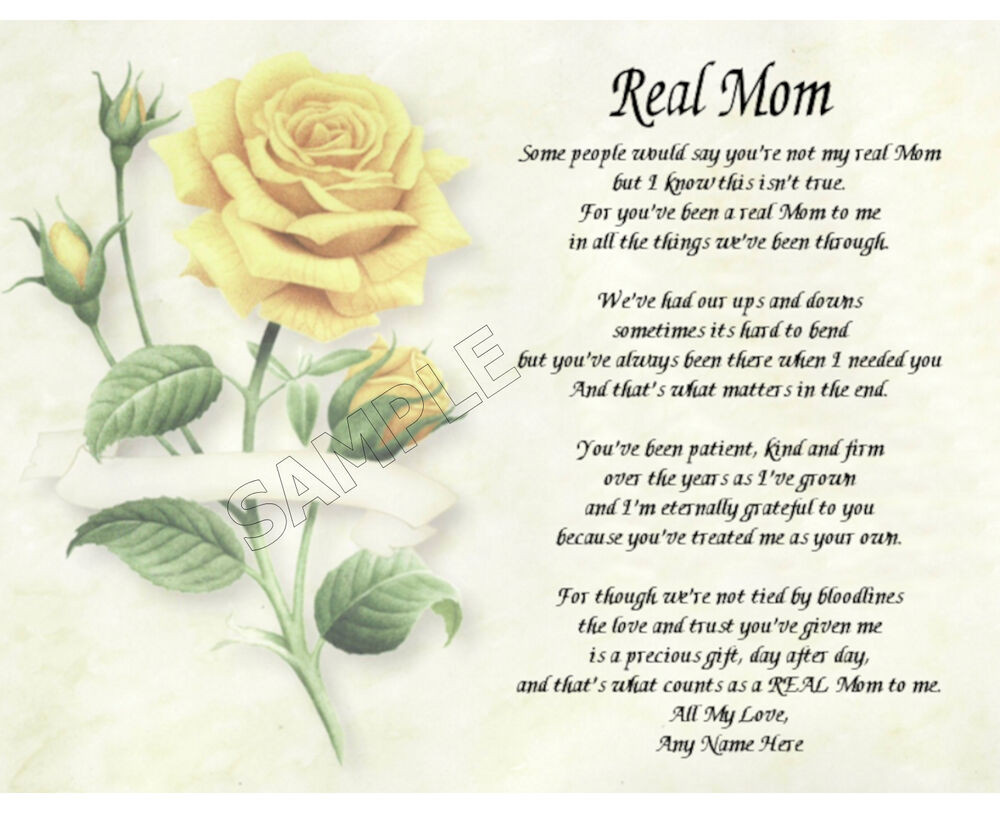 Mother'S Day Card Quotes
 REAL MOM PERSONALIZED ART POEM MEMORY BIRTHDAY MOTHER S