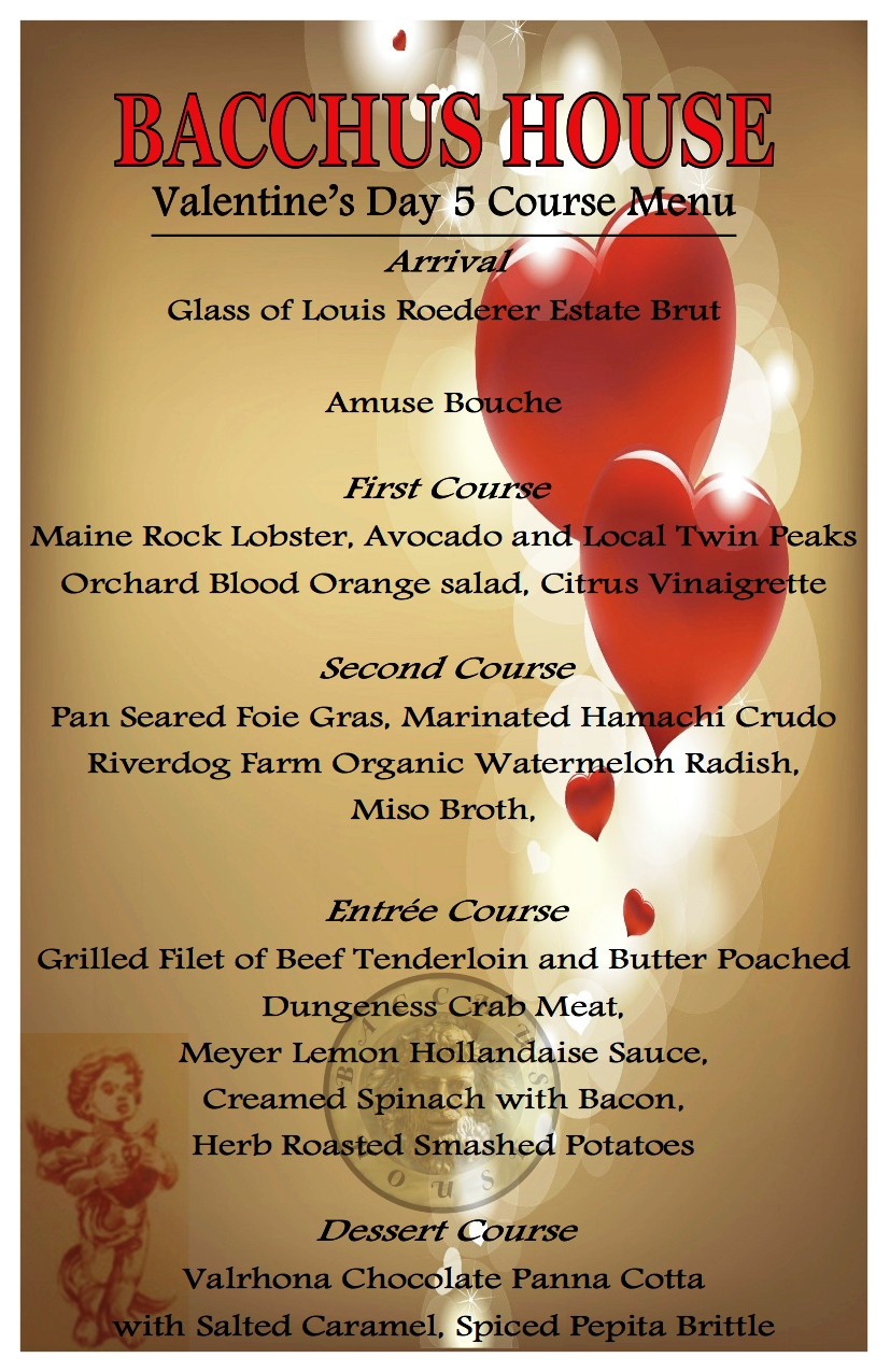 Mother'S Day Dinner Menu
 Valentine s Day Prix Fixe Dinner SOLD OUT Bacchus