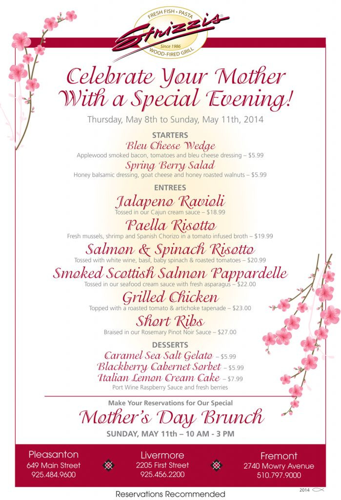 Mother'S Day Dinner Menu
 36 best About Strizzi s images on Pinterest