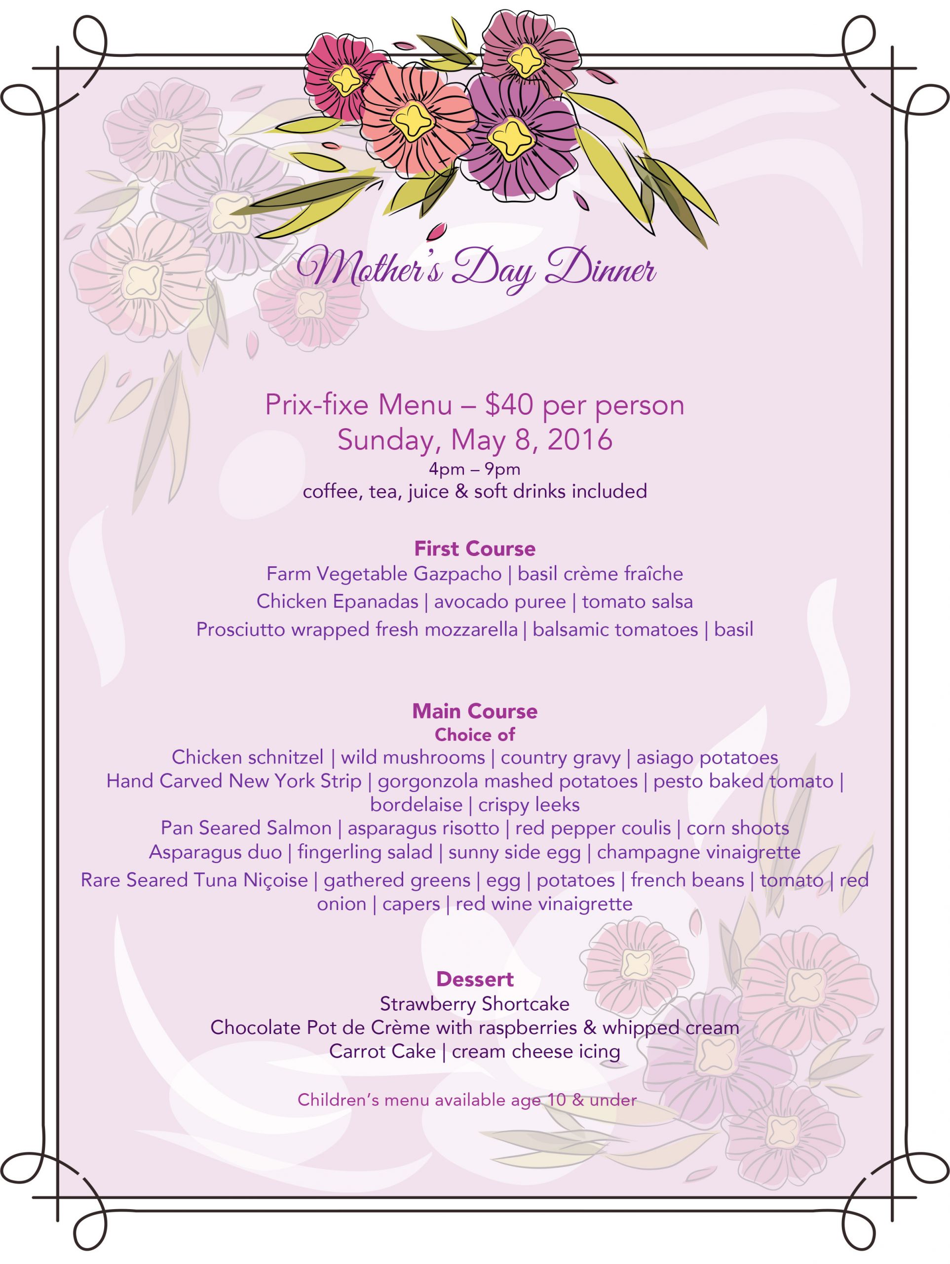 Mother'S Day Dinner Menu
 Treat Mom This Mother’s Day Sunday May 8 – VivaTysons
