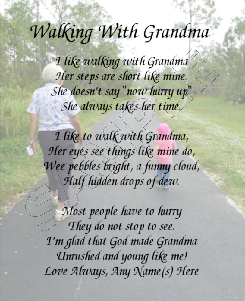 Mother'S Day Funny Quotes
 WALKING WITH GRANDMA PERSONALIZED PRINT POEM MEMORY