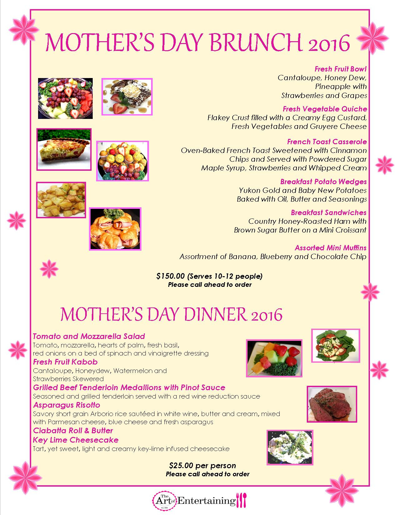 Mothers Day Dinner Menu
 The Art of Entertaining The Art of Entertaining