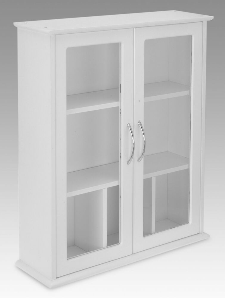 Mounted Bathroom Cabinet
 White 2 Door Wall Mounted Bathroom Cabinet with Glass
