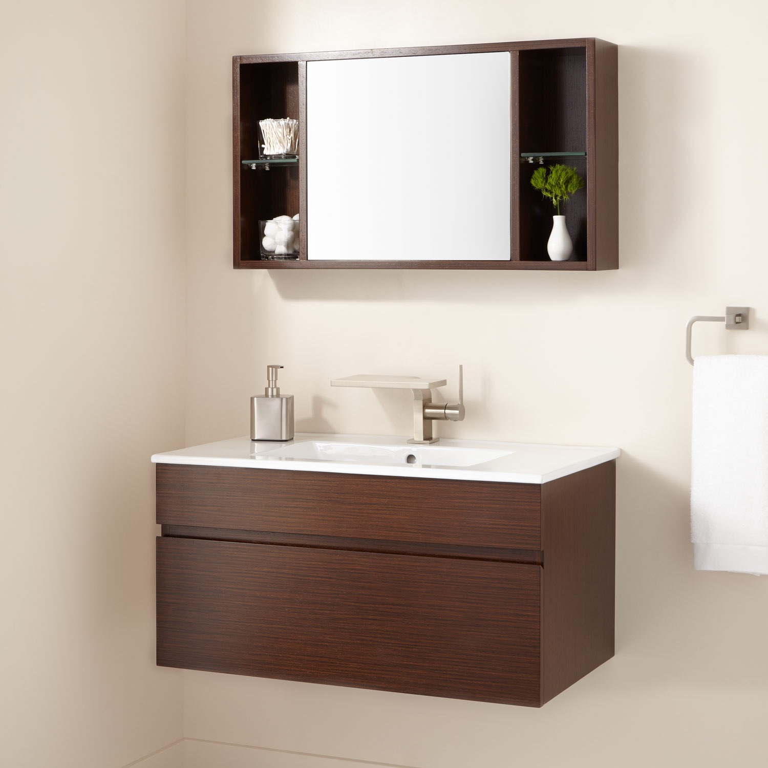 Mounted Bathroom Cabinet
 33" Dimitri Wall Mount Vanity and Mirrored Storage Bathroom