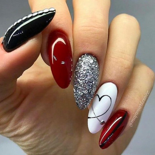 Nail Designs Black And Red
 Fierce and Confident Romantic Red White Black and Silver