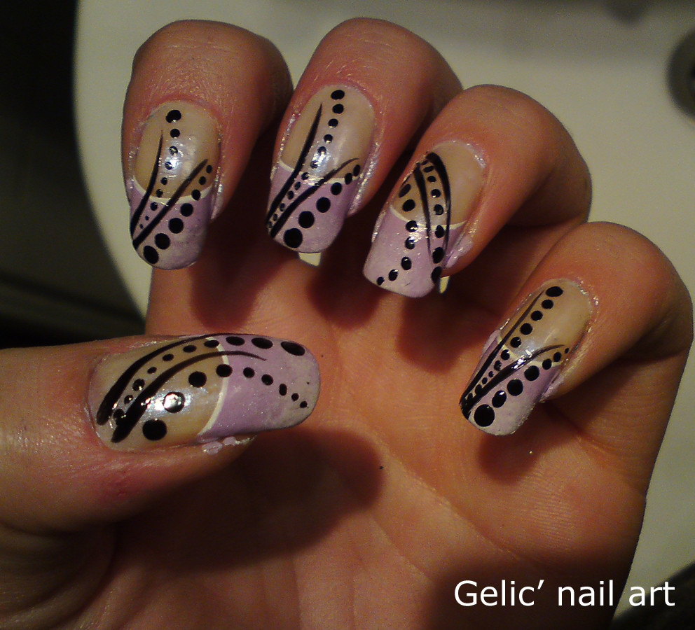 Nail Designs With Lines And Dots
 Gelic nail art Pastel funky french with dots and stripes