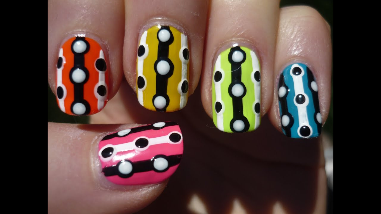 Nail Designs With Lines And Dots
 Easy Neon Lines and Dots Nail Art Tutorial