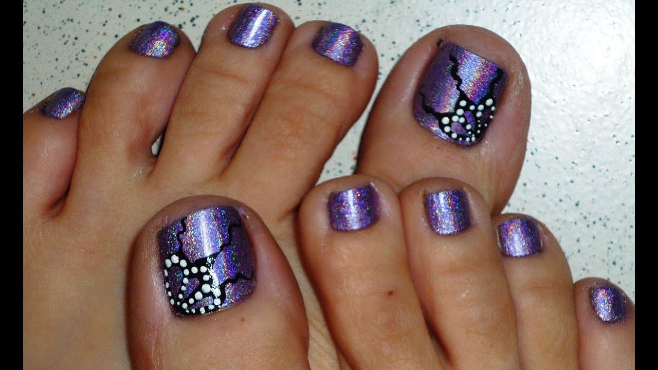 Nail Ideas
 Butterfly Wings Holographic Toe Nail Design