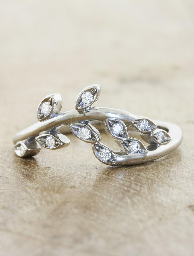 Nature Inspired Wedding Rings
 Sasha Floral & Leaf Diamond Wedding Band