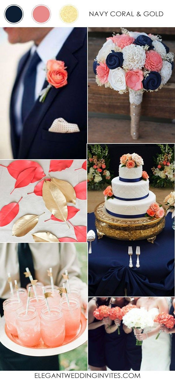 Navy Blue Wedding Color Schemes
 navy blue coral and gold wedding color ideas for 2017