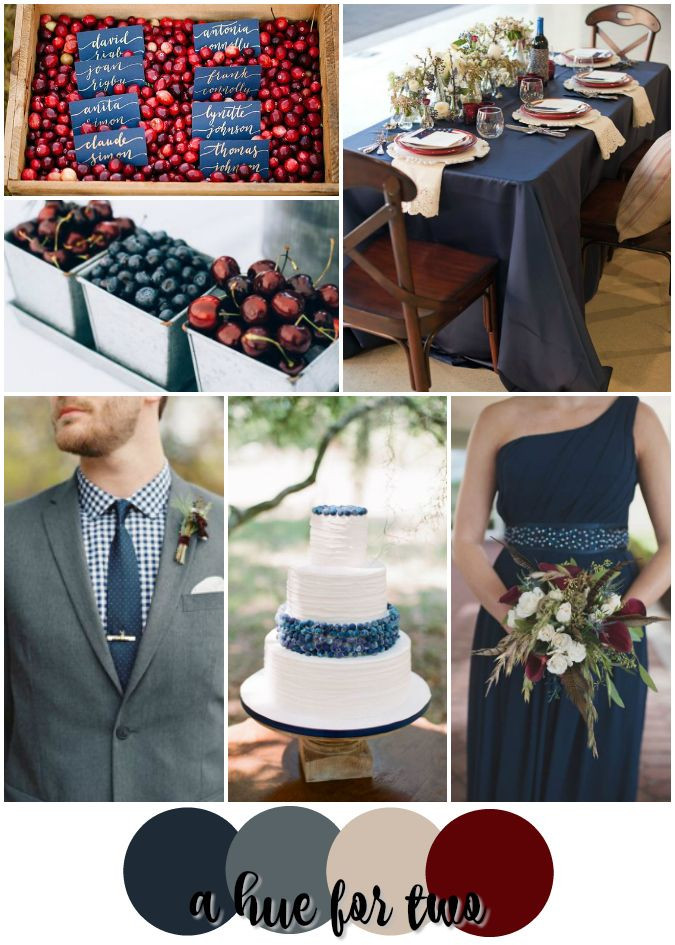 Navy Blue Wedding Color Schemes
 Navy and Cranberry Rustic Summer Wedding Color Scheme