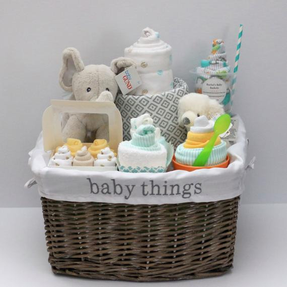 Newborn Gift Basket Ideas
 Gender Neutral Baby Gift Basket Baby Shower Gift Unique Baby