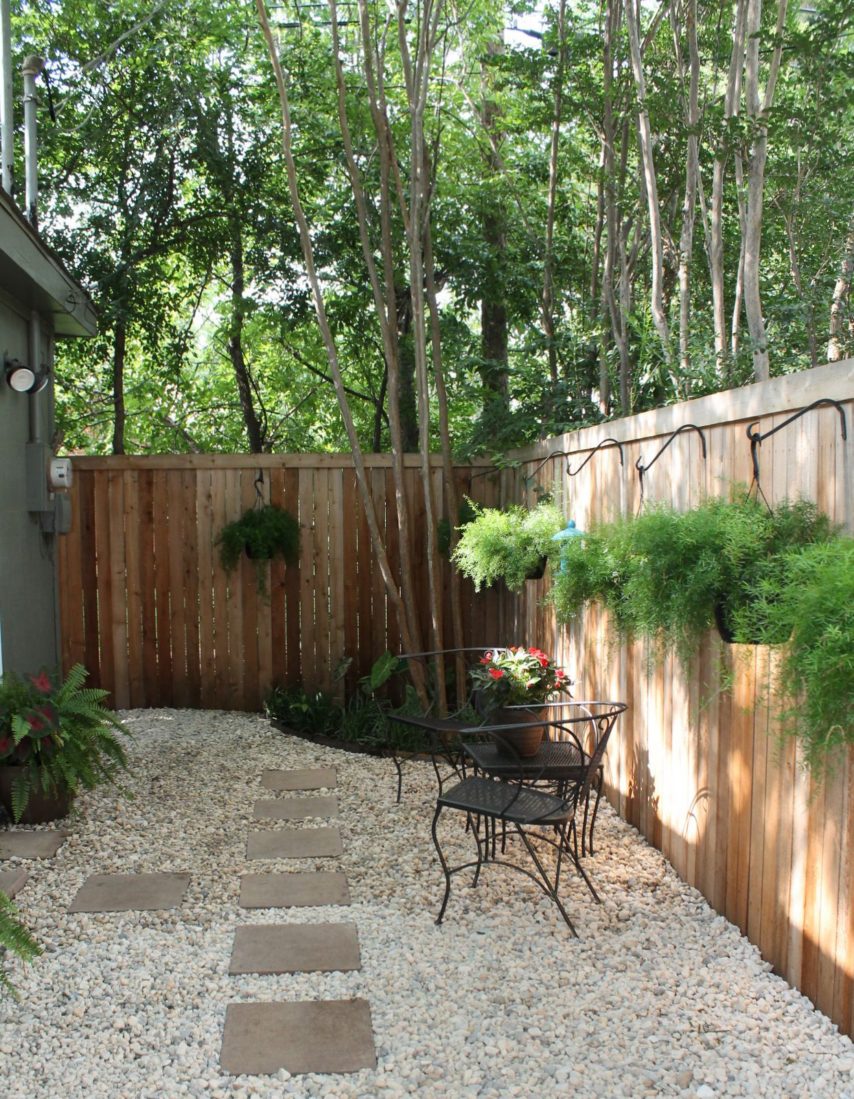 No Grass Backyard
 Update Rocks added to back "yard" space to replace mulch
