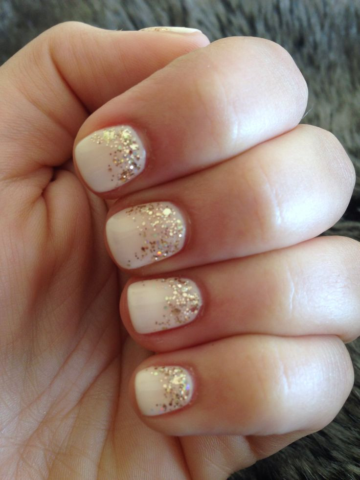 Nude Nails With Gold Glitter
 Pin on Nails