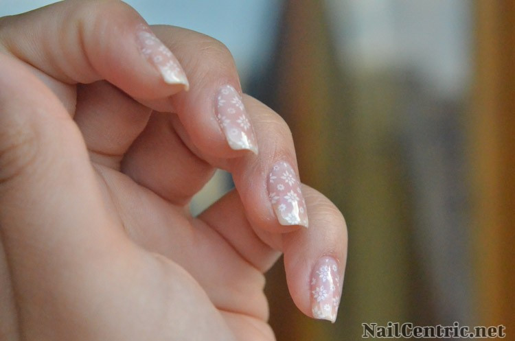 Nude Wedding Nails
 Nude wedding nails with white lace accent tutorial