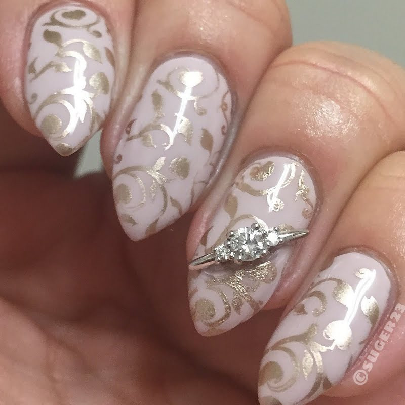 Nude Wedding Nails
 Gold Stamped Nude Wedding Nails by suger23