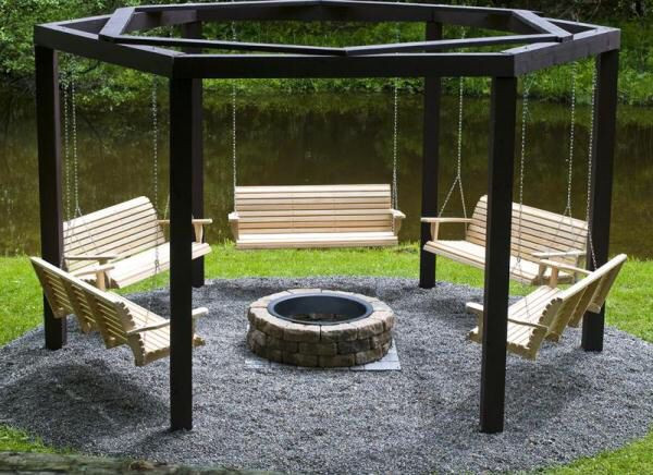 Octagon Fire Pit Swing Plans
 Octagon fire pit swing Home Pinterest
