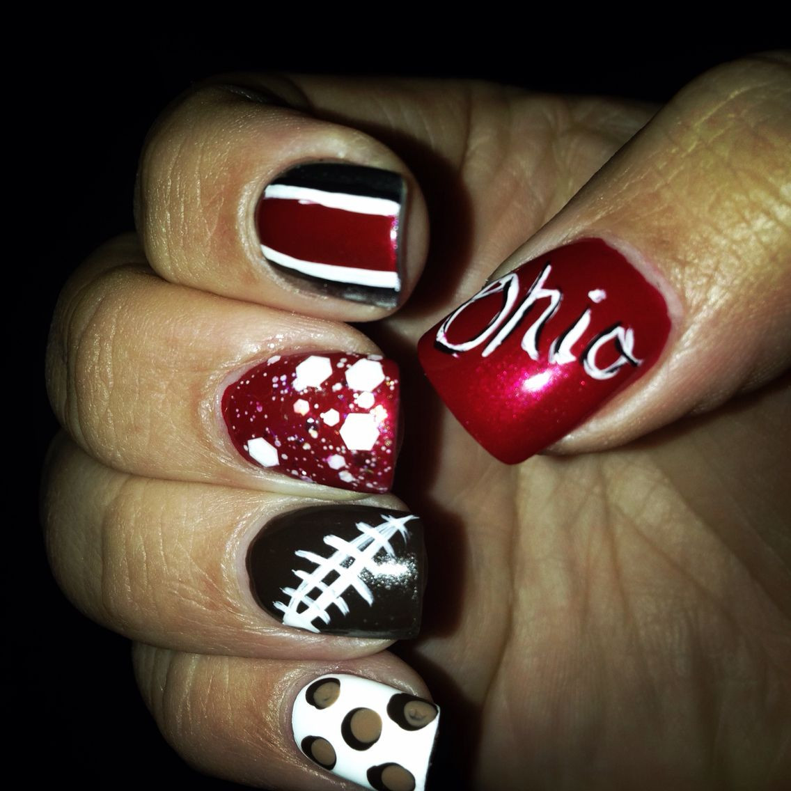 Ohio State Nail Art
 Ohio state Buckeyes nail art nails