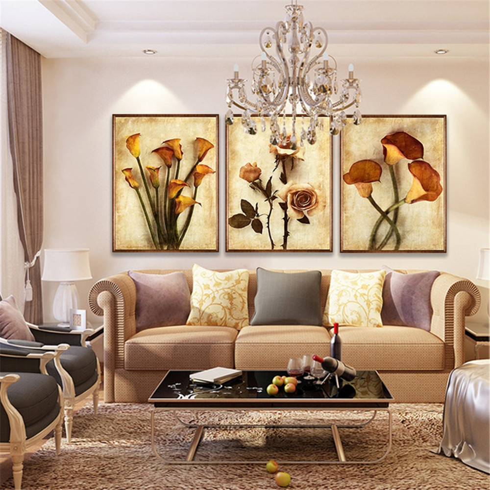 Oil Painting For Living Room
 Frameless Canvas Art Oil Painting Flower Painting Design
