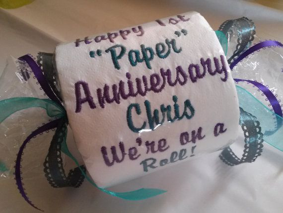 One Year Anniversary Gift Ideas For Him
 Happy 1st Paper Anniversary Embroidered Toilet by