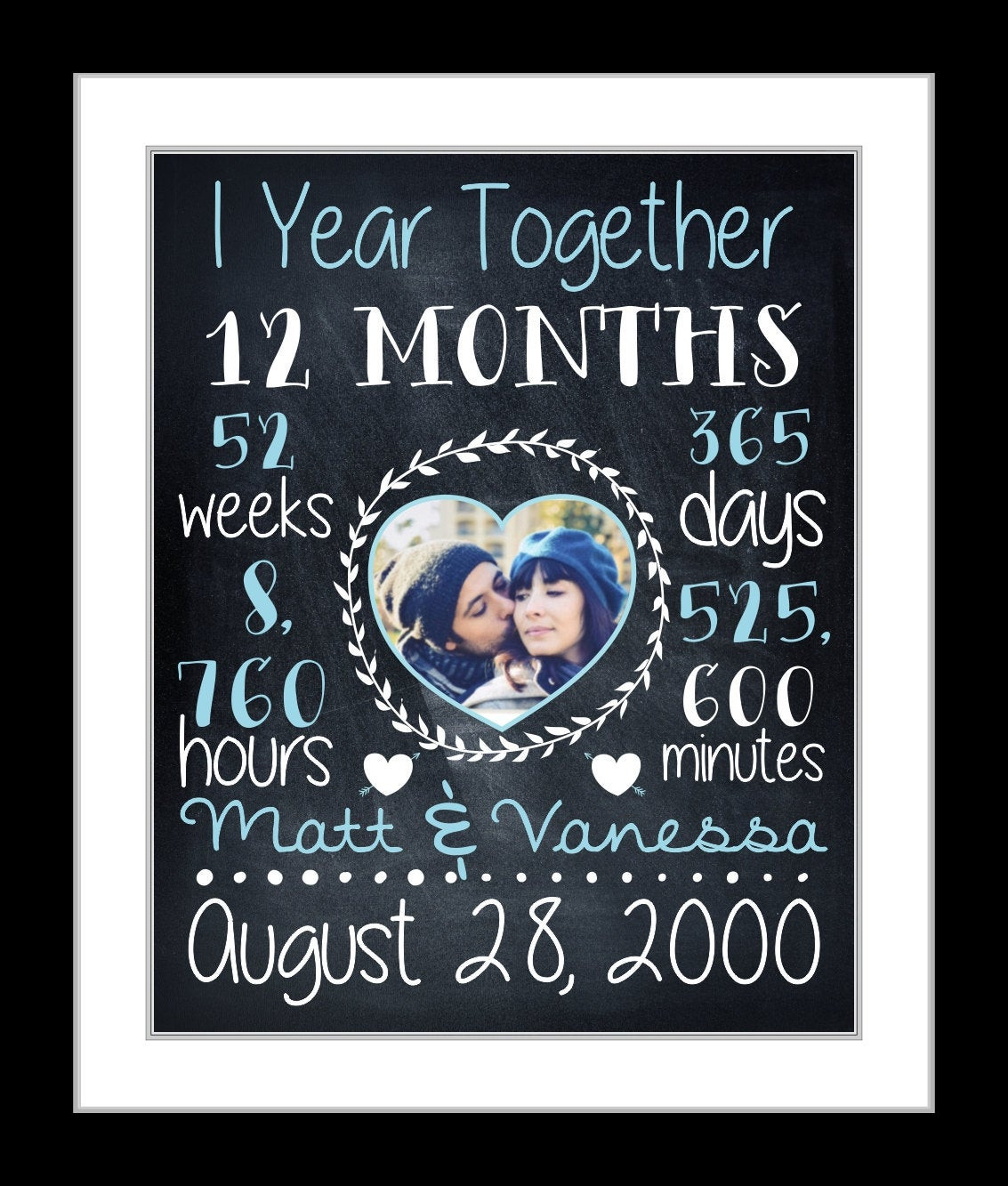 One Year Gift Ideas For Girlfriend
 Anniversary Gift For Boyfriend Girlfriend Chalkboard Art