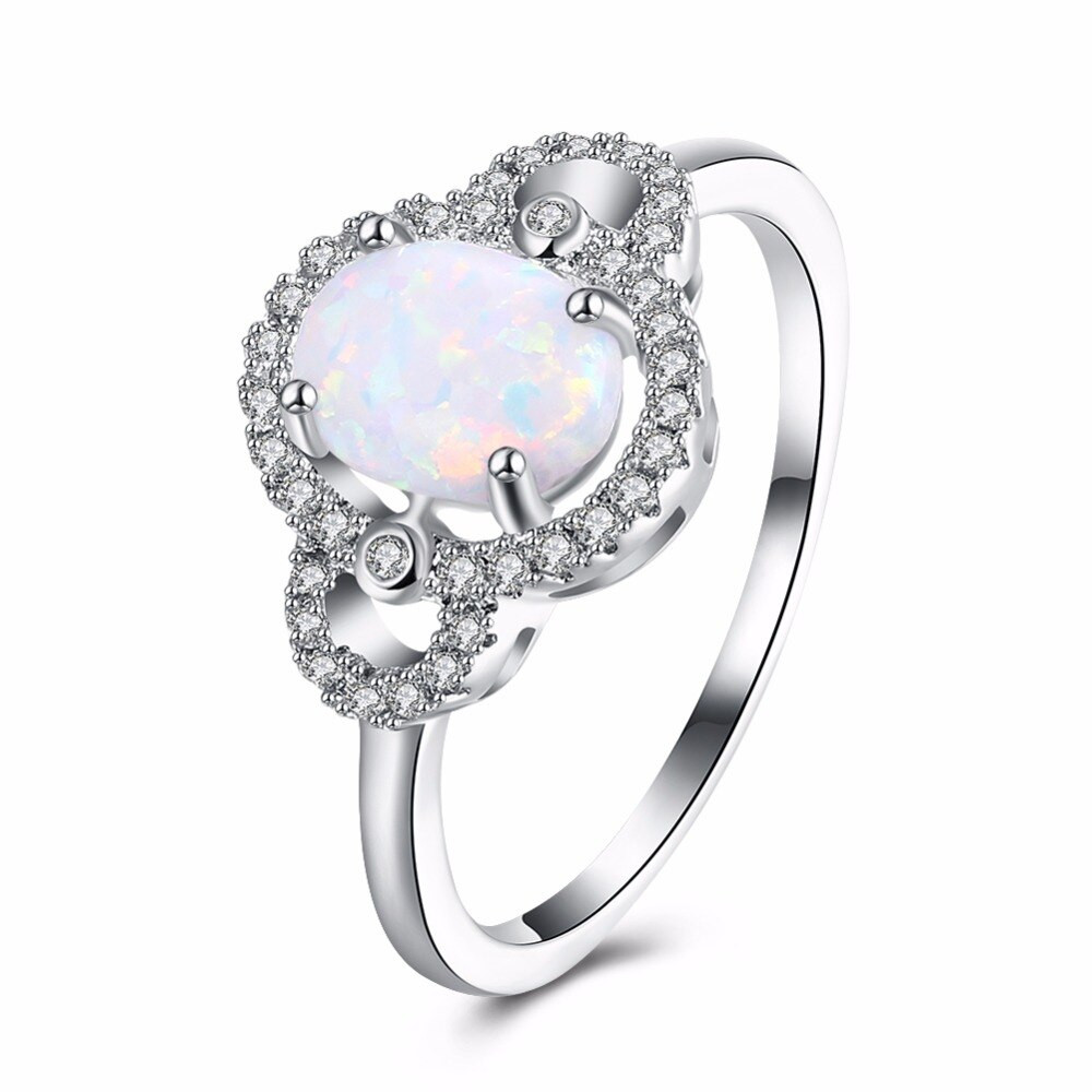 Opal Wedding Rings For Women
 Beautiful Simple Oval Jewelry White Fire Opal Wedding Ring