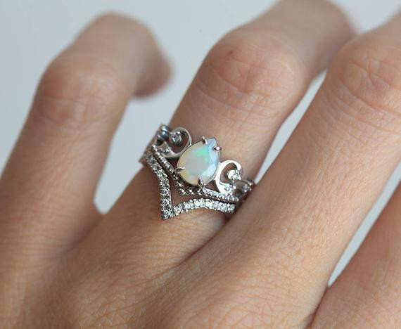 Opal Wedding Rings For Women
 Opal Wedding Ring Set Opal Engagement Ring Set Vintage