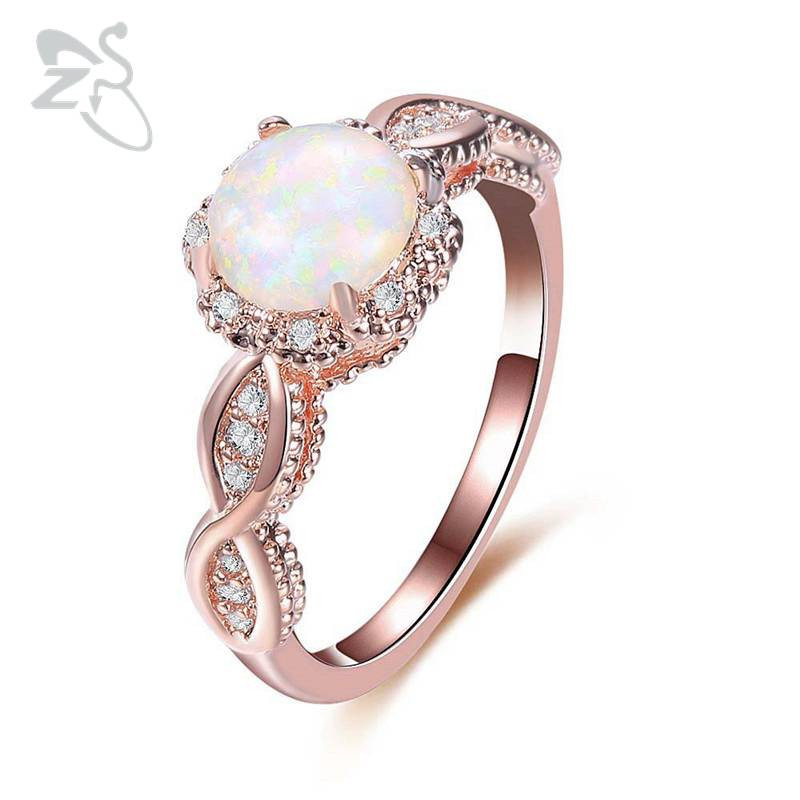 Opal Wedding Rings For Women
 ZS Rose Gold Wedding Rings for Women Fashion White Fire