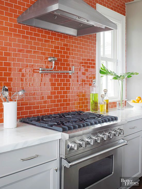 Orange Backsplash Kitchen
 35 Ways To Use Subway Tiles In The Kitchen DigsDigs