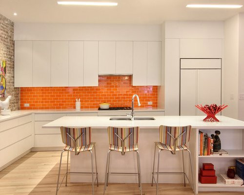 Orange Backsplash Kitchen
 Kitchen with Orange Backsplash Design Ideas & Remodel